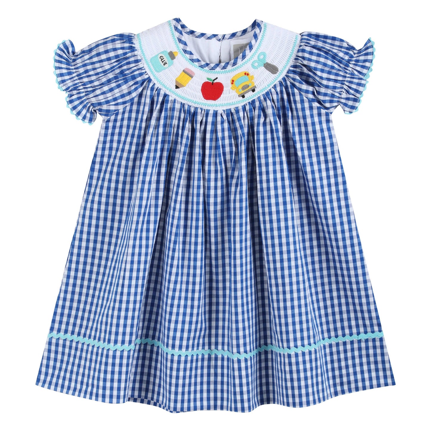 Royal Blue Gingham School Smocked Dress