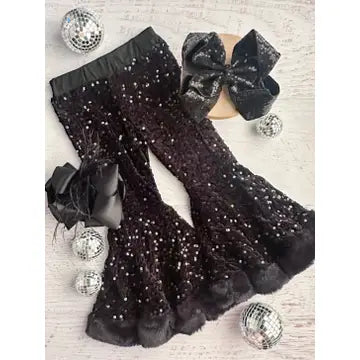 Black Sequin Bell Bottoms