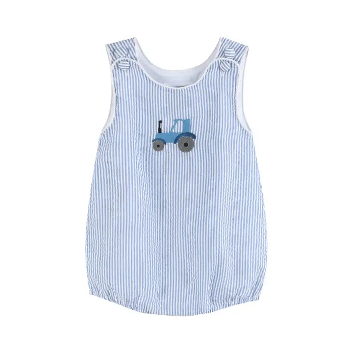 Tractor Seersucker Bubble Romper