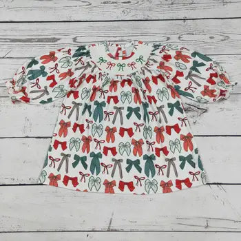 Bows Smocked Christmas Dress