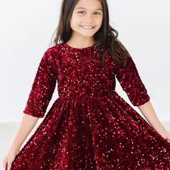 Cranberry Velvet Sequin Dress
