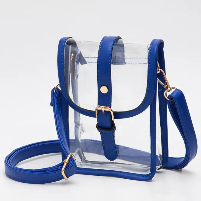Royal Blue Cross Body Transparent Handbag