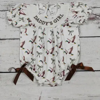 Daddy's Girl Smocked Duck Romper