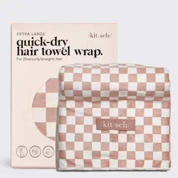 Quick-Dry Hair Towel Wrap- Checker