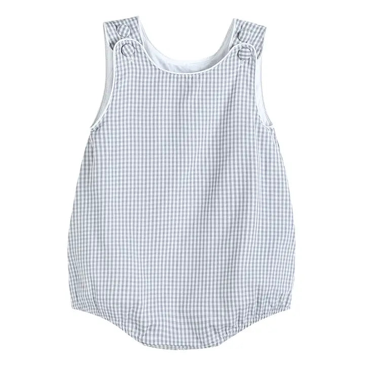 Gray Gingham Baby Bubble Romper
