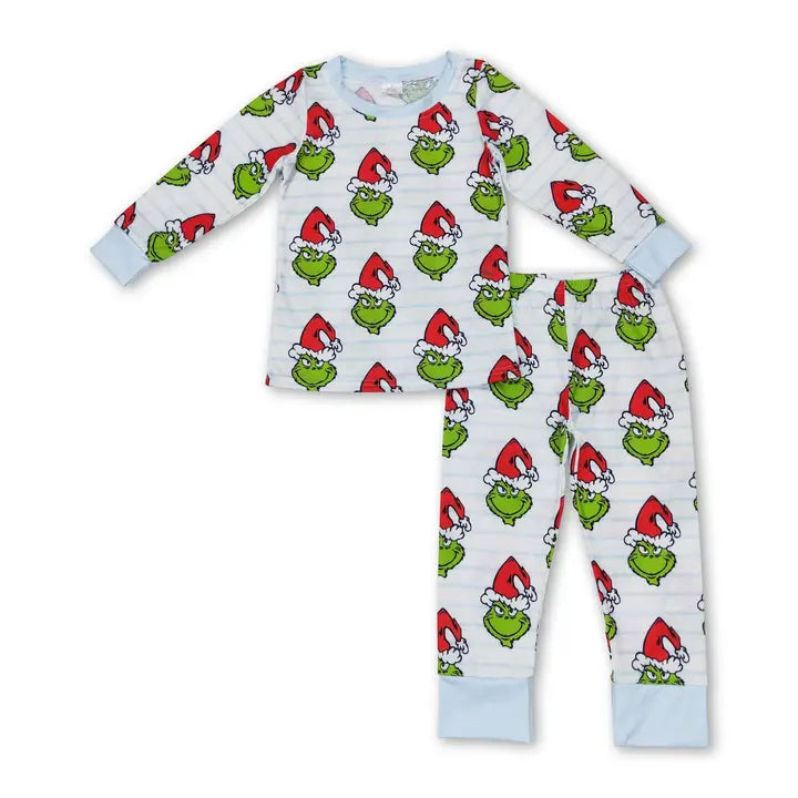 Stripe Blue Grinch Pajamas