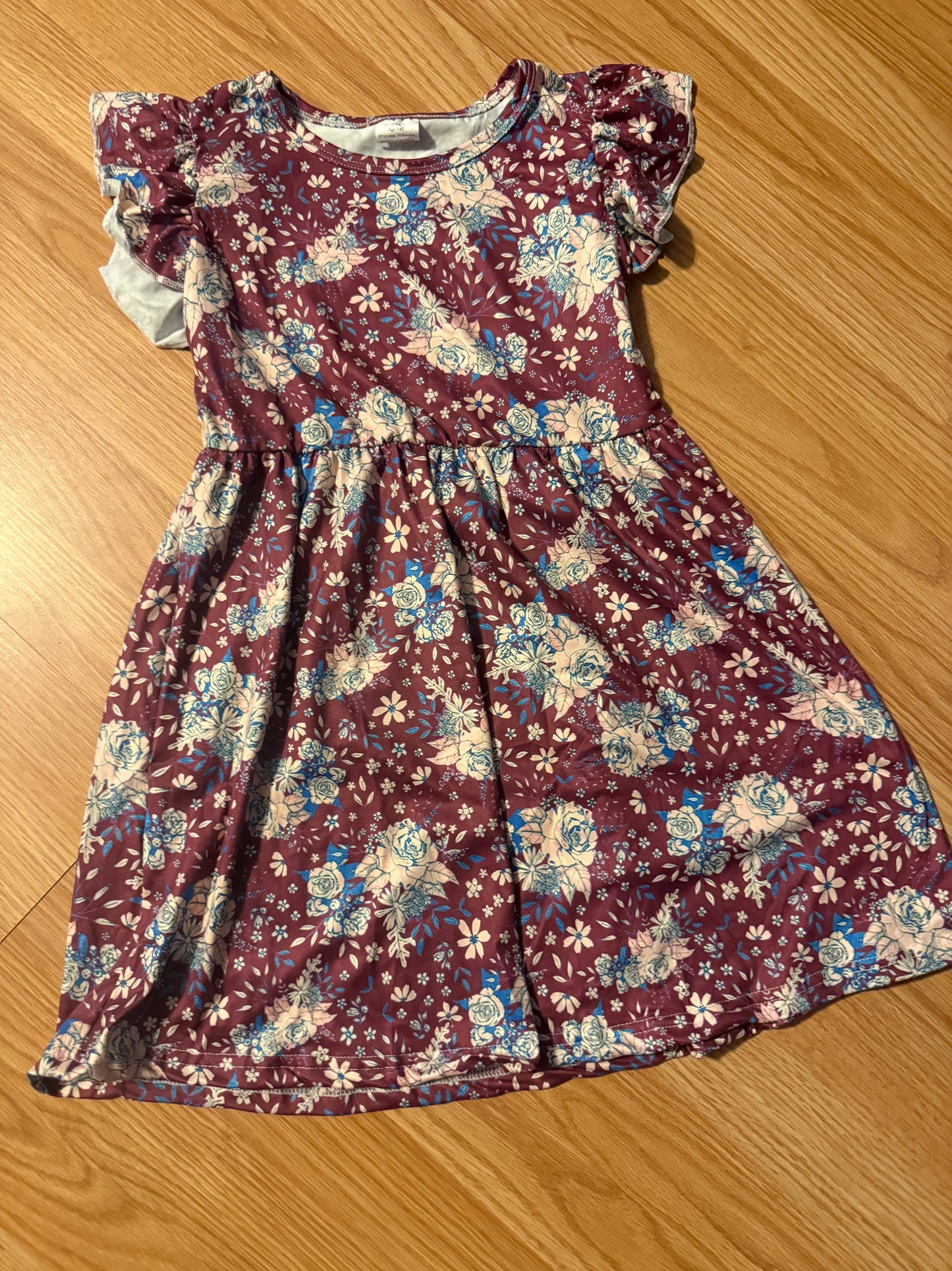 Maroon Floral Twirl Dress