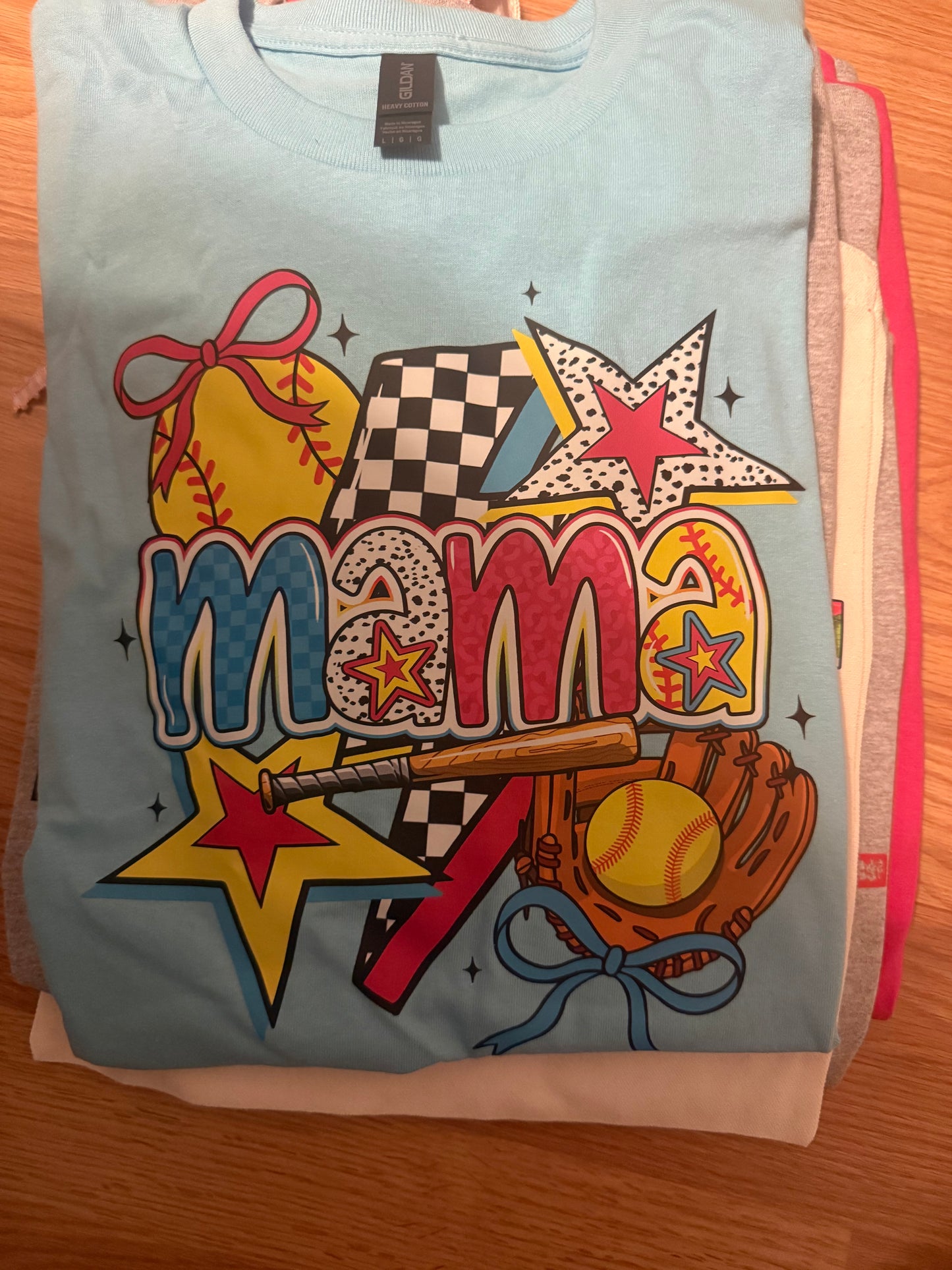 1013-Blue Softball Mama TShirt