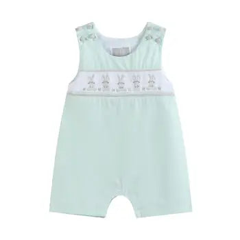 Mint Green Smocked Bunny Romper