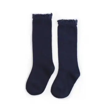 Navy Lace Knee High Socks
