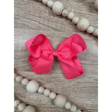 Neon Pink Scalloped Bow