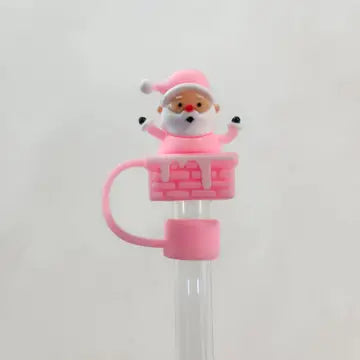 Pink Santa Straw Cover