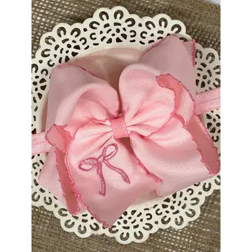 Pink Bow W/Stitched Bow Headband
