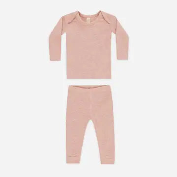 Rose Ribbed Tee & Pants Set