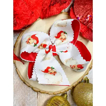 Scalloped Santa Glitter Bow