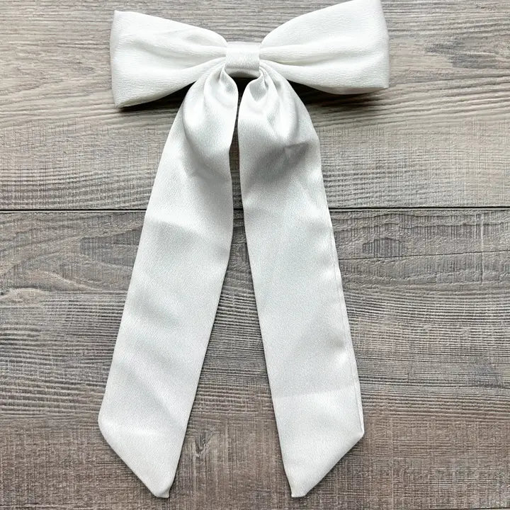 Long Satin Hair Bow with Alligator Clip
