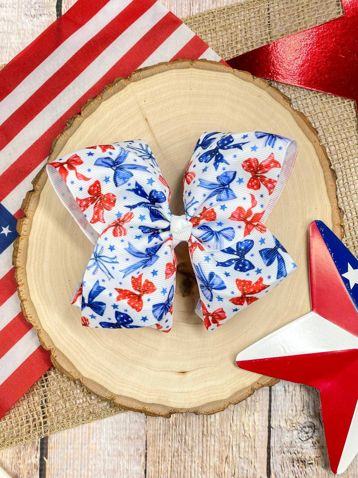 Red White & Blue Hair Bow