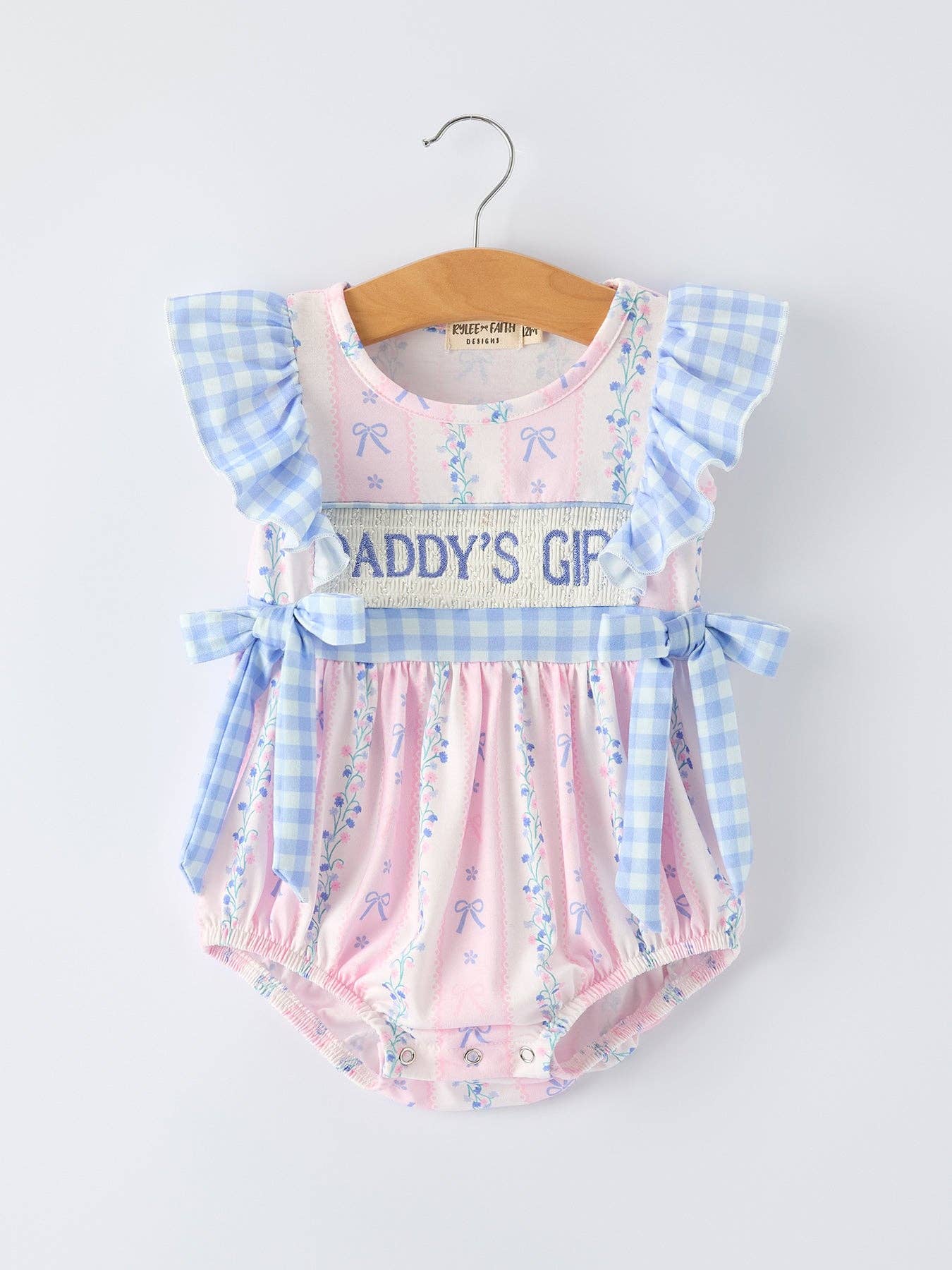 “DADDY'S GIRL” Smocked Plaid Romper