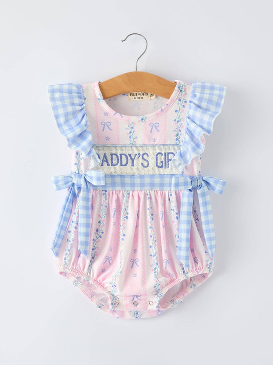 “DADDY'S GIRL” Smocked Plaid Romper