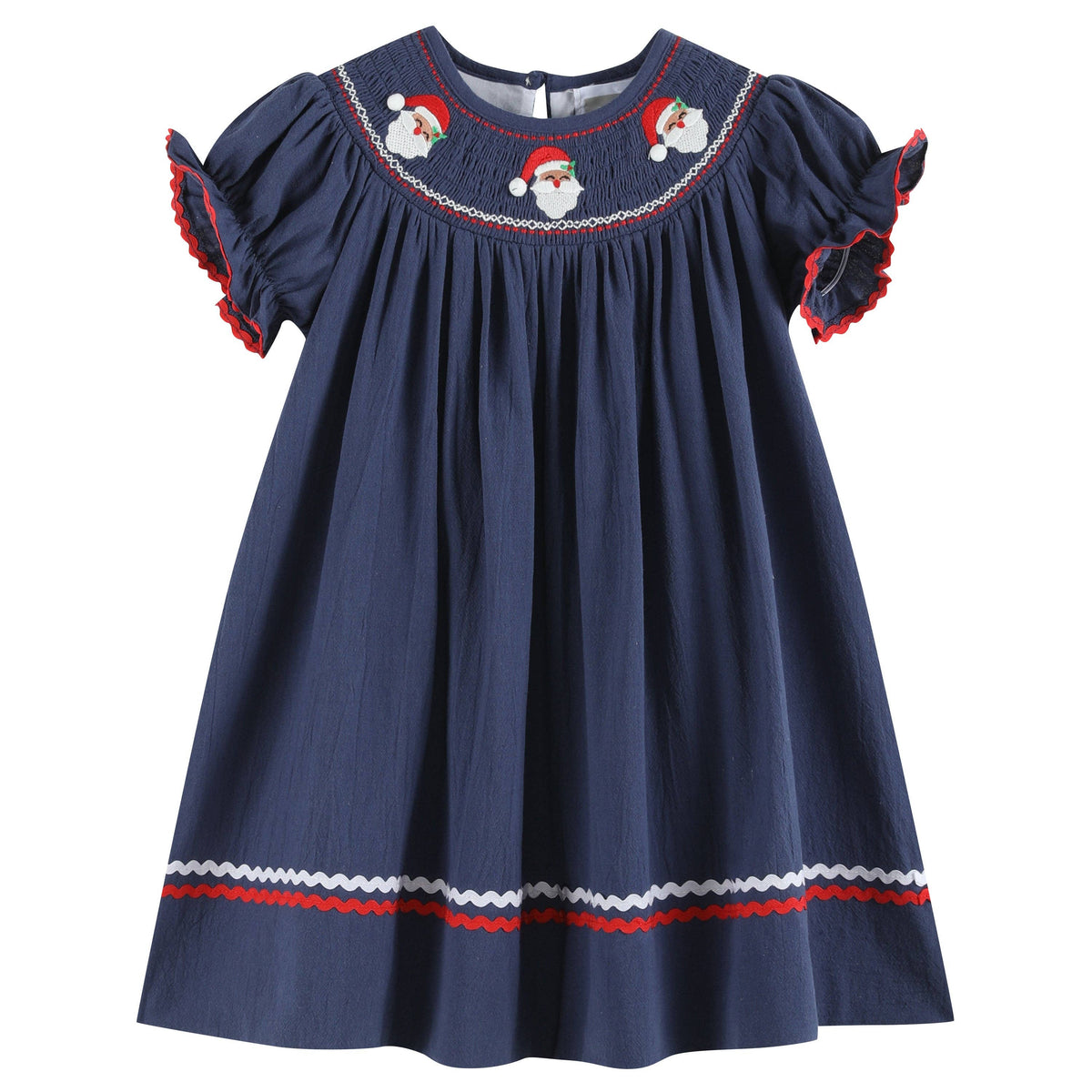 Navy Blue Santa Smocked Dress