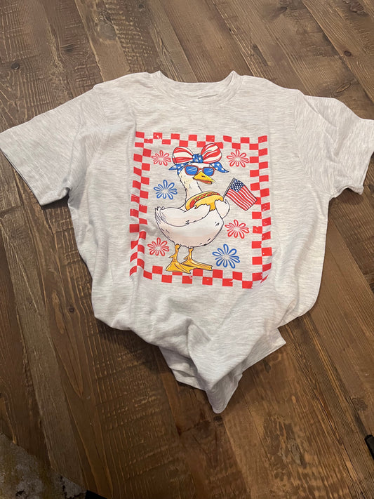 Red Patriotic Duck with Bow T-Shirt