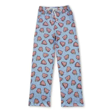 Adult Christmas Cake Blue Pajama Bottoms