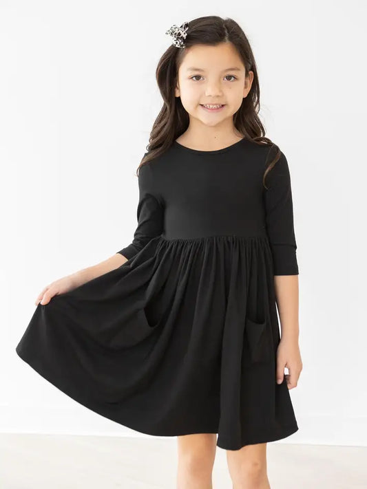 Black Twirl Dress with Pockets