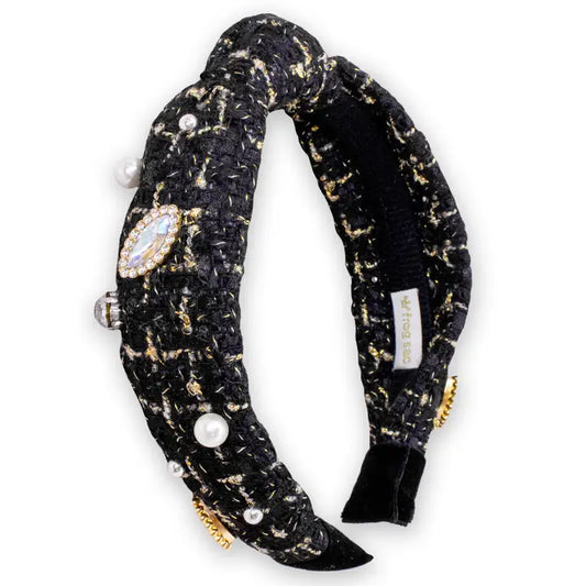Black Embellished Knot Headband