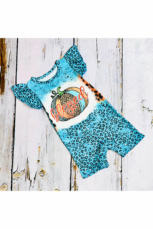 "BLESSED" pumpkin & animal print baby romper