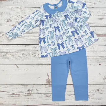 Girls Bow Print Leggings Set