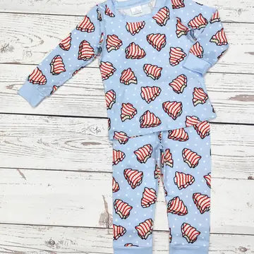 Boys Cakes Print Christmas Pajamas