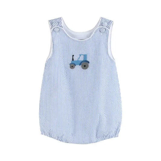 Tractor Seersucker Bubble Romper