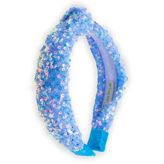 Blue Knotted Sequin Headband