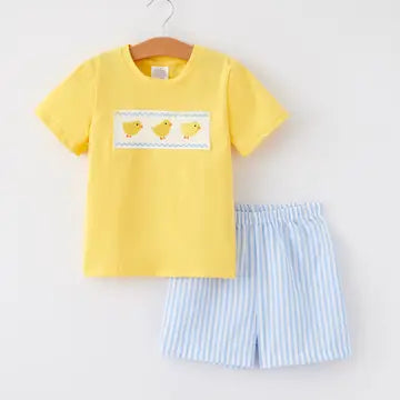 Chick Embroidery Short Set