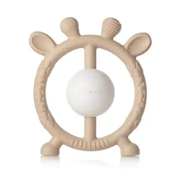 Taupe Giraffe Teether & Rattle Silicone Toy