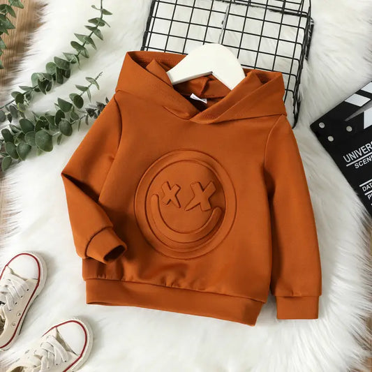 Brown Face Graphic Texture Hoodie