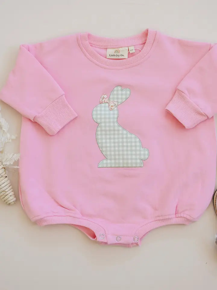 Pink Bunny Sweatshirt Romper