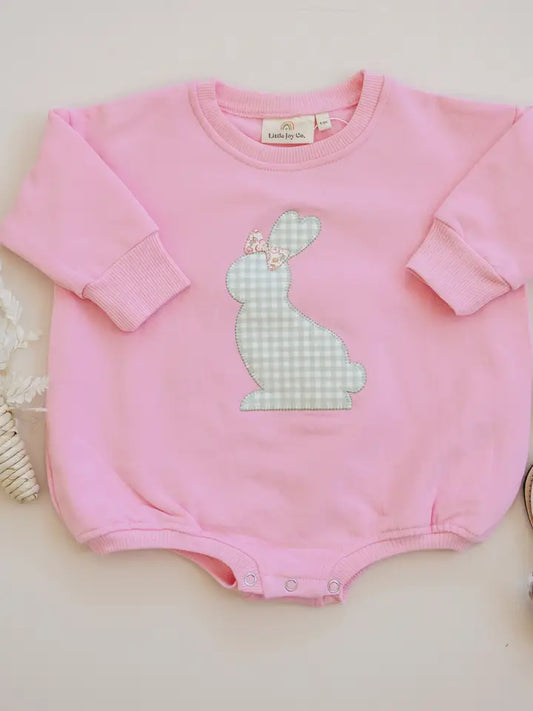 Pink Bunny Sweatshirt Romper