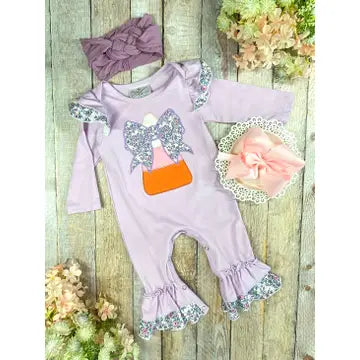 Candy Corn & Bow Romper