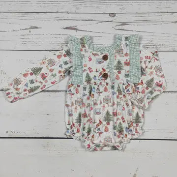 Girls Christmas Bubble with Ruffle
