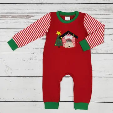 Christmas Puppy in Doghouse Romper