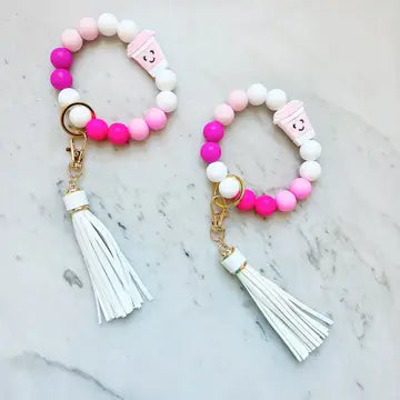 Coffee, Please Wristband Keychain