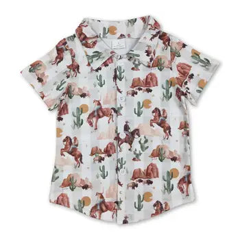 Cow Cactus Button Down Shirt
