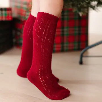 Crimson Fancy Knee High Socks