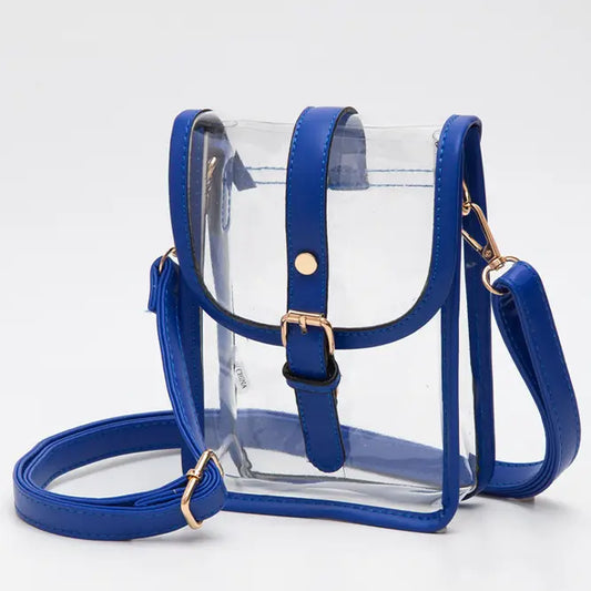 Royal Blue Cross Body Transparent Handbag