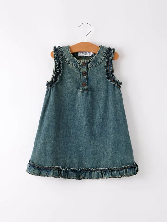 Vintage Denim Ruffle Dress