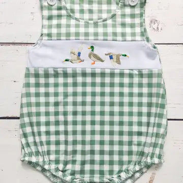 Checkered Duck Appliqué Romper