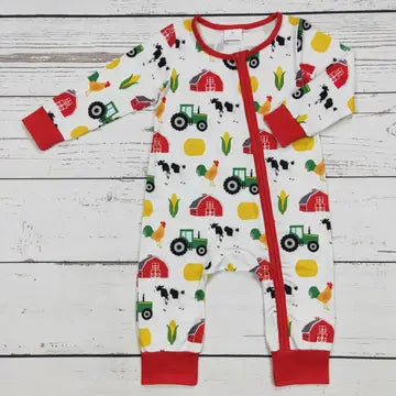 Baby Farm Animals Zip Romper