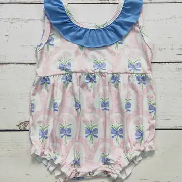 Pink & Blue Flower Printed Bubble