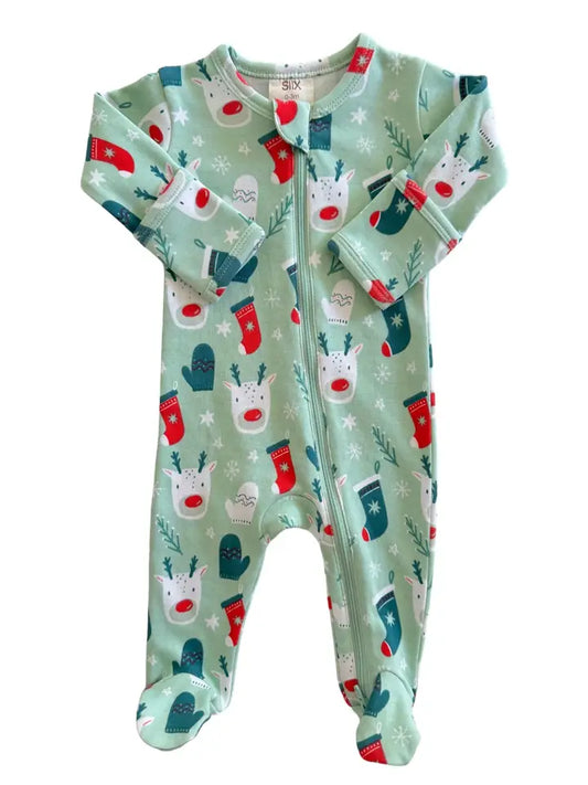 Green Reindeer Romper